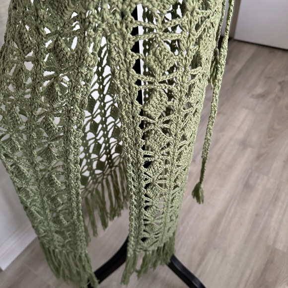 Lulu's Endless Waves Sage Green Crochet Fringe Midi Swim Cover-Up - Picture 9 of 11